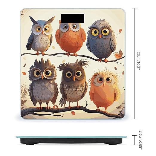 Owls Birds Bathroom Scale Ultra-Bright Liquid Crystal Screen Weight Scale Accurate Bathroom Body Scales for Body Weight Bathroom Pet Home Bedroom Gift-Giving