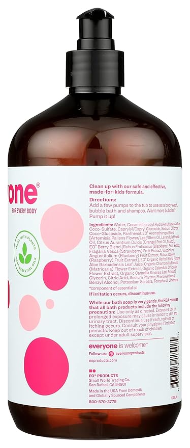 Everyone 3-In-1 Berry Blast Scent Gentle And Hypoallergenic Kids Soap Gluten Free 32 Fluid Ounce (Pack Of 1)