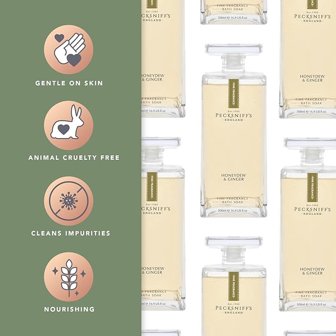 Pecksniffs Prestige 500ml Bath Soak Decanter Honeydew &amp Ginger