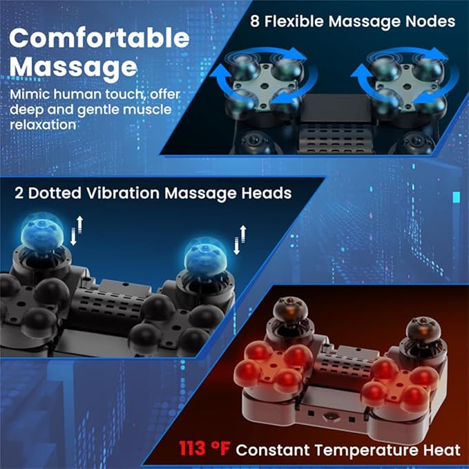 Foot Massager for Neuropathy with 3 Modes &amp 3 Intensities Electric Foot Calf Thigh Arm Massager for Plantar Fasciitis Neuropathy ReliefGift for Mom Day Valentine's Day (Grey-Removable Partition)