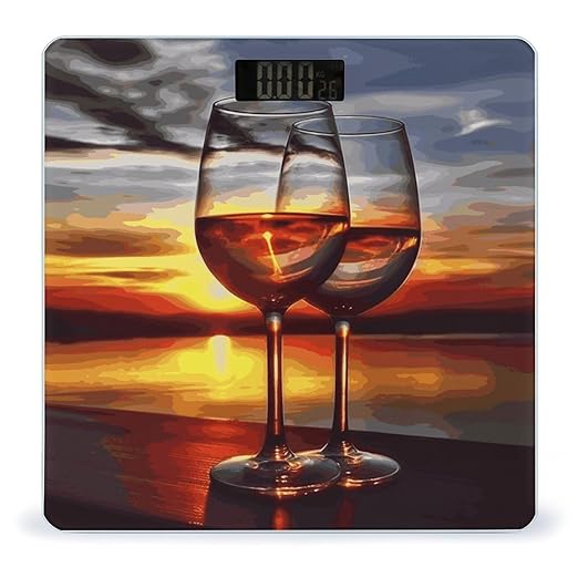 Sunset Wine Glass Weight Scale Digital Electronic Scales Bathroom Scale Larg LCD Backlight Display High Precisio MeasurementsTempered Glass