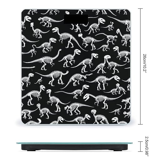Digital Bathroom Weighing Scale Energy Saving Scale Smart Scale for Body Weight Black and White Dinosaur Skull Skeleton