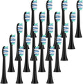 4/8/12/20 PcsCompatible for Philips Sonicare Electric Toothbrush Replacement Brush Heads Toothbrushes Head for 1100/2100/4100(Black-20 Pcs)