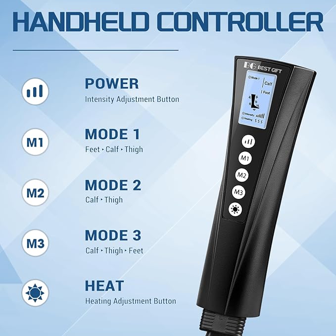 Gifts for Dad Mom Men Women Christmas Mothers Day Fathers Day Air Compression Massager with Heat for Foot Leg Calf Thigh Knee Helpful for Vericose Veins Muscle Fatigue Cramps Swelling Edema