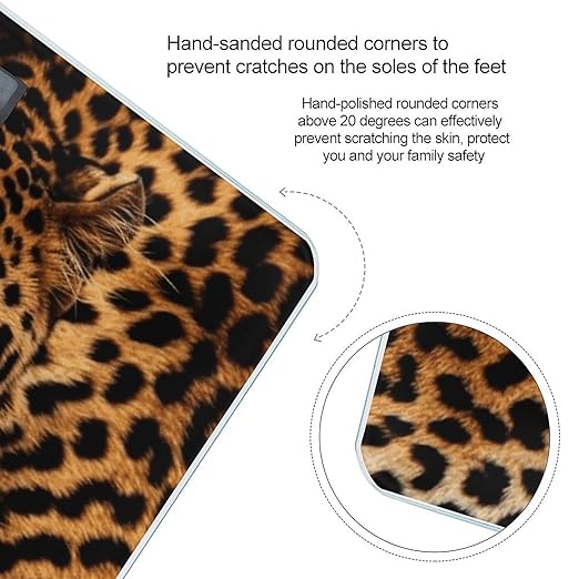 Depict A Leopard Scale for Body Weight Sturdy Tempered Glass Weighing Scales with LCD Display Accurate Digital Bathroom Scale Convenient Body Fat Smart Scales 400lb
