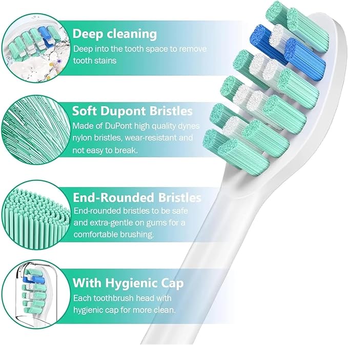 4-16pcs Toothbrush Replacement Heads Compatible with PH Replacement Heads Electric Brush Head for 4100 5100 6100 9023(Green -8pcs)