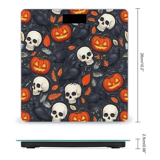 Men's Smart Scale for Body Weight Digital Bathroom Weighing Scale Automatic Switch Energy Saving Scale Halloween Raven Pumpkin Skull