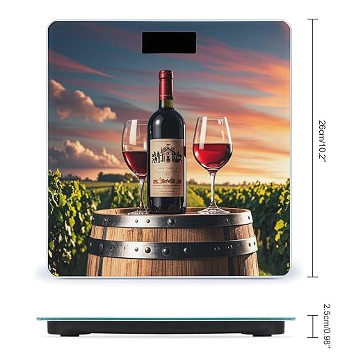 Wooden Wine Barrel on Wine Bottle Scale for Body Weight Sturdy Tempered Glass Weighing Scales with LCD Display Accurate Digital Bathroom Scale Convenient Body Fat Smart Scales Easy Read