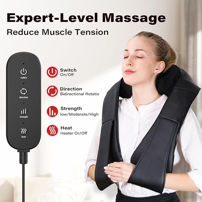 Neck Massager Back Massage with HeatShiatsu Shoulder Massager for NeckBackShoulderFoot and Leg Muscle RelaxElectric Deep Tissue 3D Kneading Massagerfor Women Men Mom Dad