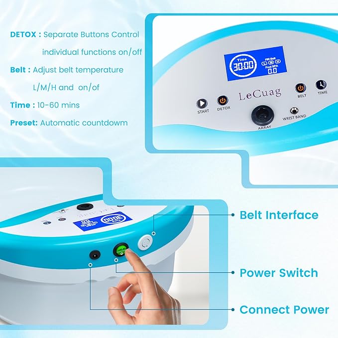 Ionic Foot Spa Detox Machine Ionic Foot Bath for Home Use Ion Cleanse Negative Foot Machine to Remove Toxin with Heating Belt Massage Tub 100 Basin Liners