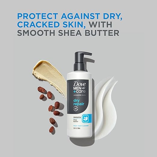 DOVE MEN + CARE Advanced Care Face + Body Cleanser Sensitive Calm 3 Count for Sensitive Skin Body Wash with Natural Extract Aloe Vera 16.9 oz