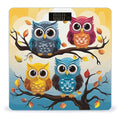 Owls on Tree Branches Bathroom Scale Large LCD Backlight Display Digital Scale Rounded Corners Body Scales Automatic Power On/Off Bathroom Scales for Home Bedrooms