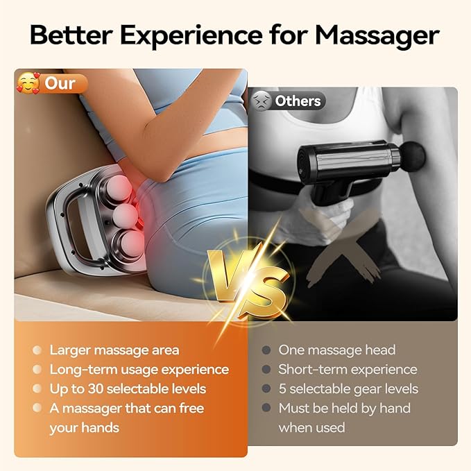 Gurui 12 Heads Massage Gun Deep Tissue with 3 Model &amp 30 Levels Cordless Quiet Back Massager for Pain Relief Deep Tissue Neck Massager Birthday Gifts for Men