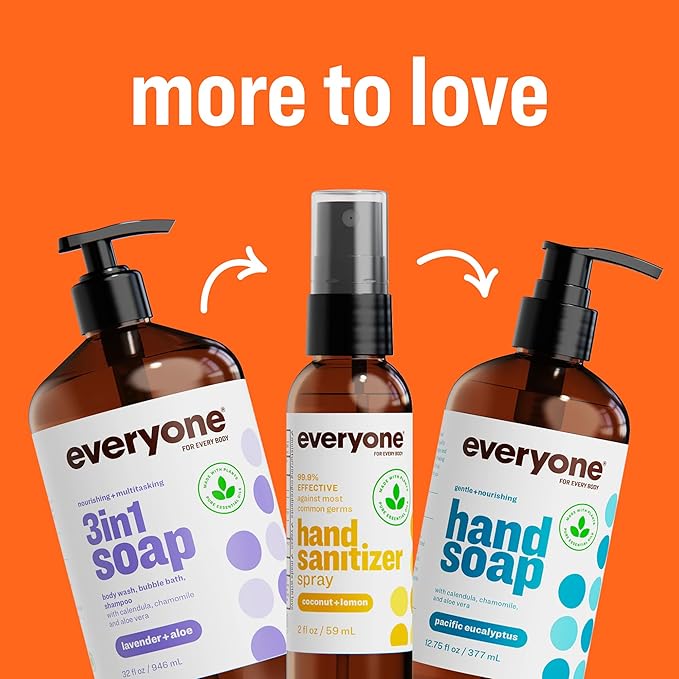 Everyone 3-in-1 Soap Body Wash Bubble Bath Shampoo 32 Ounce (Pack of 2) Cedar and Citrus made with Essential Oils for Men and Women