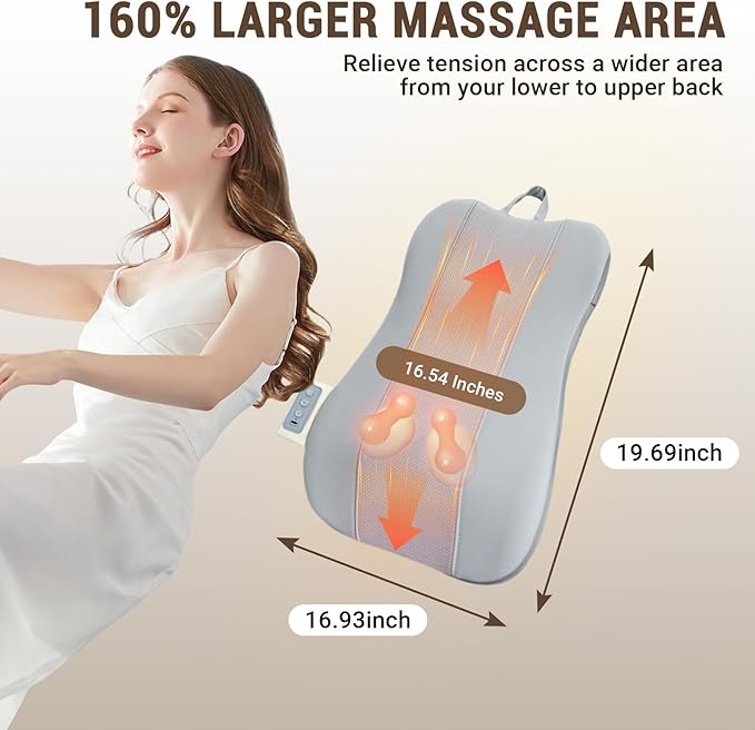 Back and Neck Massager with Heat 4D Kneading &amp Up-Down Rolling Massage Kneading Massage Pillow for Back Waist Neck Pain Relief Deep Tissue Ultrathin Shoulder Massage Gifts for Women Men Par