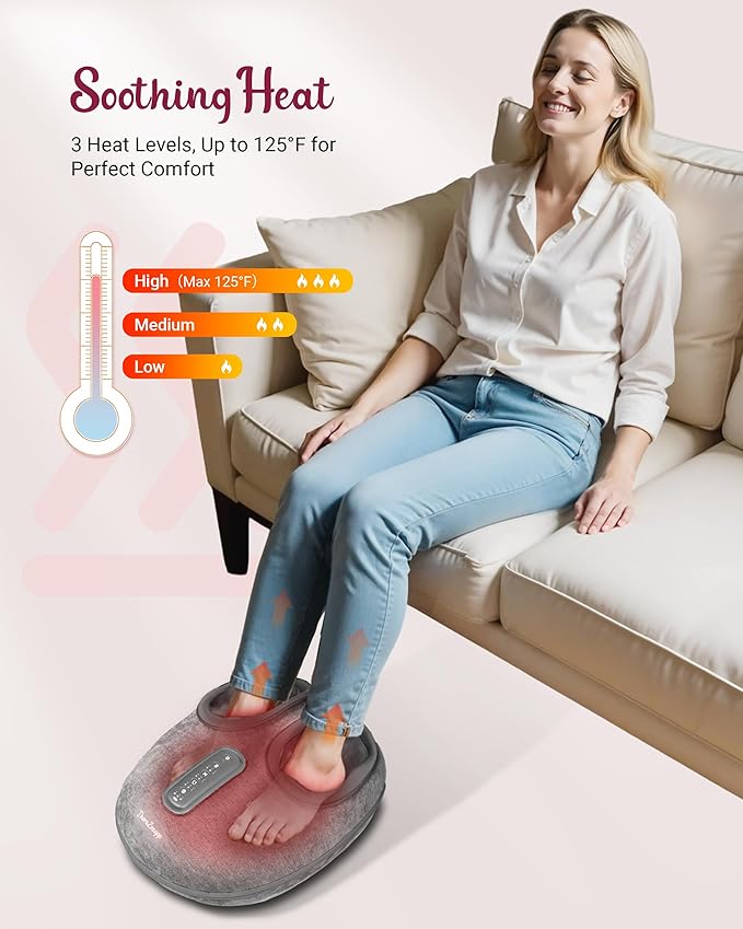 Shiatsu Foot Massager with Heat [2026 Upgraded] Gifts for Him Her FSA Eligible Deep Kneading Compression Remote Control HSA Feet Massage for Plantar Fasciitis Fits Size 14