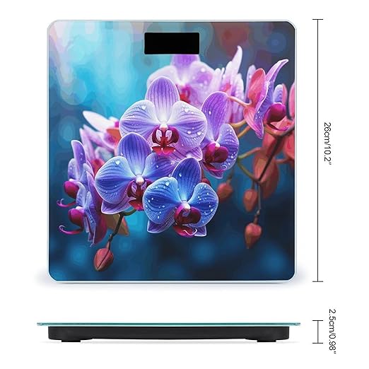 Colorful Orchids Flower Weight Scale for Body Weight Digital Bathroom Scale High Capacity Accurate Digital Weighing Scales and Easy-to-Read on Backlit LCD Display Scales