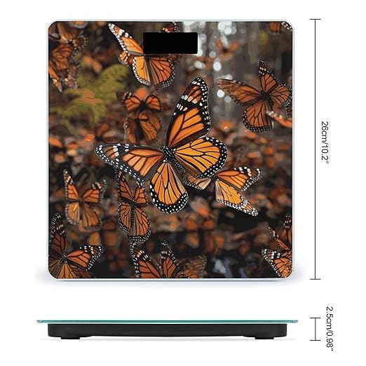 Monarch Butterflies Weight Scale Large Bathroom Scales Digital Weight with Bright LED Display Non Slip Automatic Weighing Scale Fashion Weighing Machine for Body