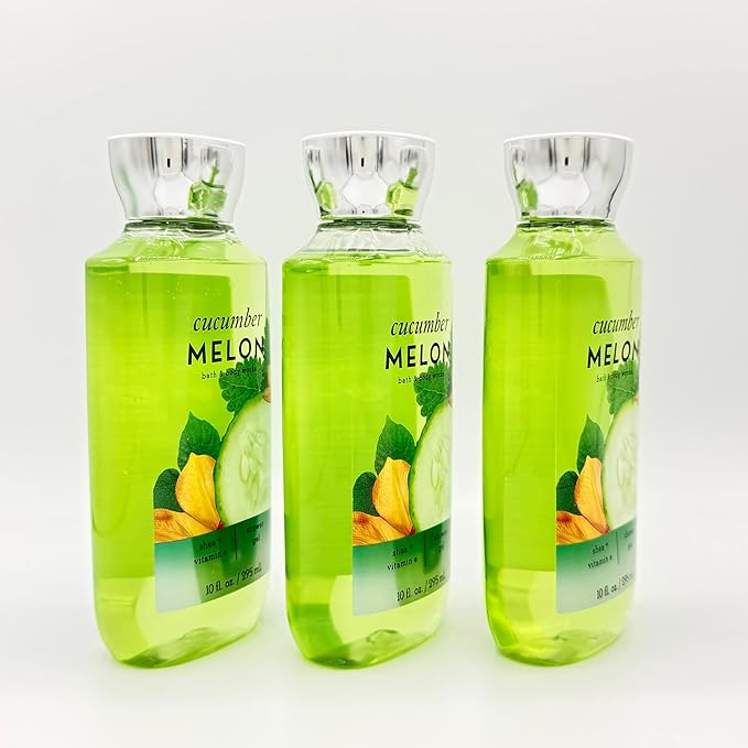 Cucumber Melon 3-Piece Bath and Body Bundle | Set of Three Shower Gels 10oz Each