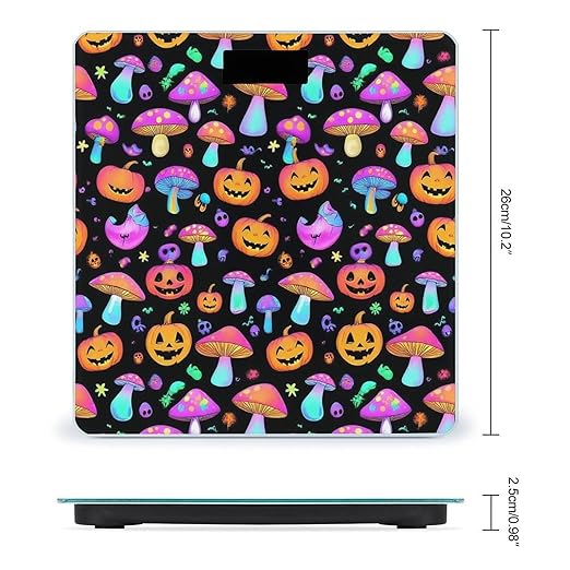 Women's Digital Bathroom Weighing Scale Automatic Switch Energy Saving Scale Smart Scale for Body Weight Halloween Pumpkin Trippy Mushroom