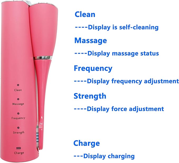 Folding Electric Toothbrush Pink Sonic Electric Self Cleaning Travel Rechargeable Portable.4 Brush Heads.
