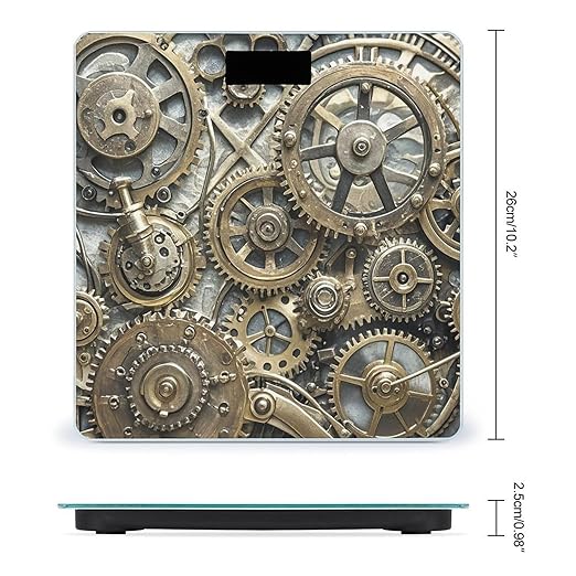 Cool Steampunk Gears Scale for Body Weight Accurate Digital Bathroom Scale Toughened Glass High Precision Scales Smart Weight Scales with Large LCD Backlight Display Weighing Machine