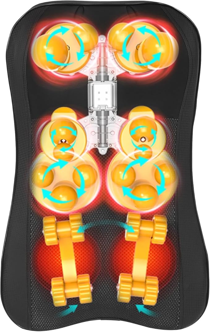 Back and Neck Massager for Pain Relief Deep Tissue Up and Down Rolling Back Massager with Heat 3D Kneading Massage for Office Home Car for Women Men Mom Dad