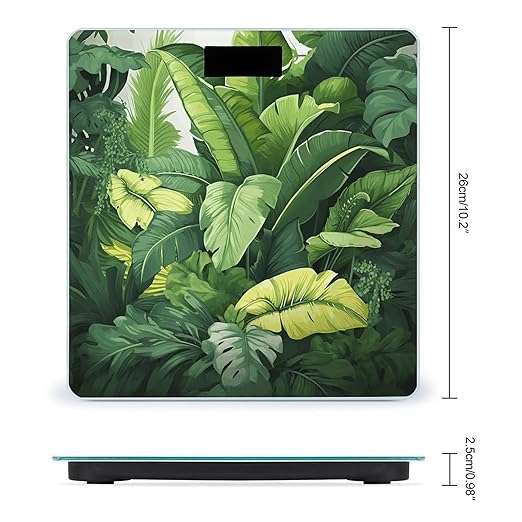 Cute Banana Leaves Scale for Body Weight Anti-Slip Tempered Glass Digital Bathroom Scales Clear LCD Display Weighing Scale Safe Rounded Corners Smart Scales