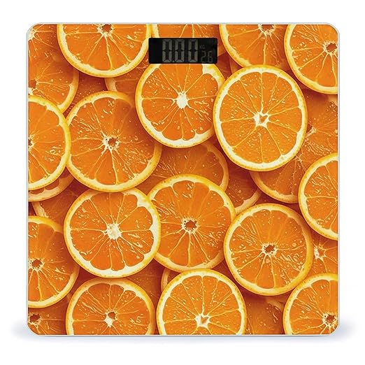 Orange Slices Scale for Body Weight Accurate Digital Bathroom Scale Toughened Glass High Precision Scales Smart Weight Scales with Large LCD Backlight Display Weighing Machine