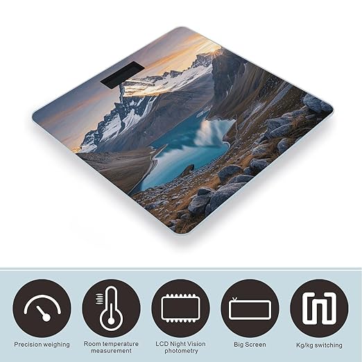 Sunrise Mountain Digital Bathroom Scale for Body Weight Weighing Scale with Backlit LCD Display High Precision Measurements &amp Measures Weight Up to 180kg