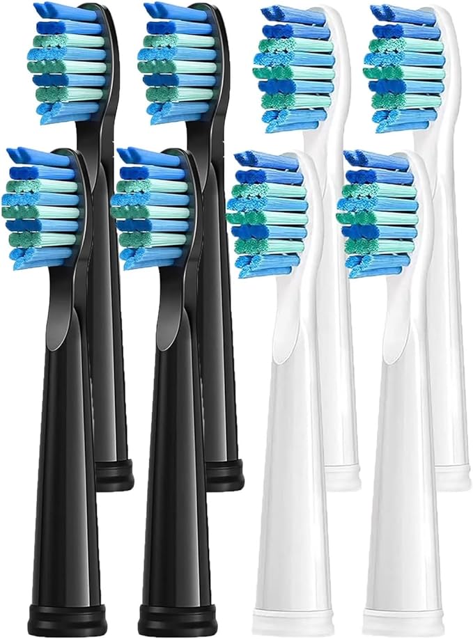 4/8pcs Replacement Brush Heads for Electric Toothbrush Head Bristle Refill Efficient Tooth Cleaning(4Black 4White)