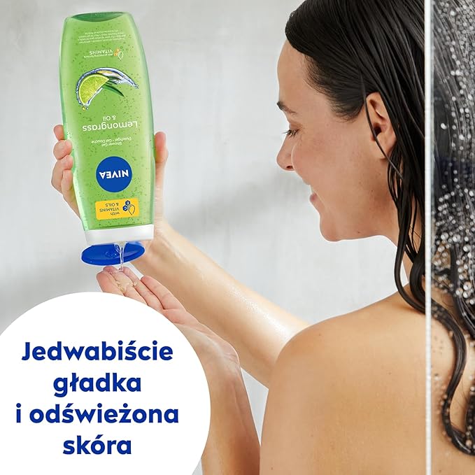 NIVEA Lemongrass &amp Oil Shower Gel for Daily Body Cleansing Enriched with Nourishing Oil Pearls Refreshing Lemongrass Aroma and Gentle Foaming Formula 500 ml / 16.9 Fl Oz
