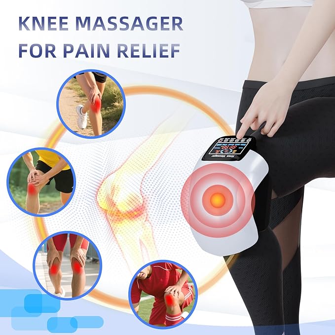 Knee Massager 4 in 1 with Heat Vibration Red Light and 3D Massage Cordless Portable Rechargeable