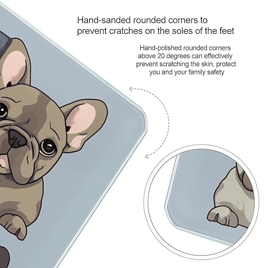 French Bulldog Scale with LCD Precision Weighing Scales Sturdy Tempered Glass Weight Scales Easy-to-Read Anti-Slip Weight Digital Bathroom Scale for Daily