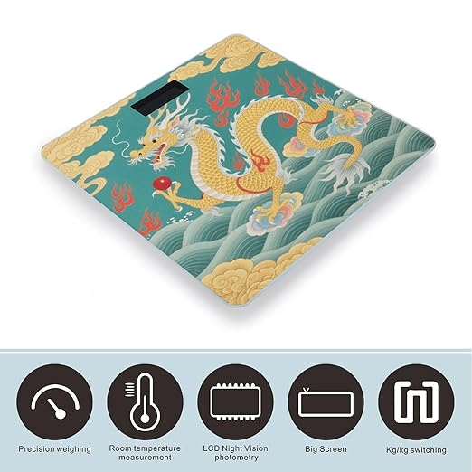 Dragon Scale for Body Weight Sturdy Tempered Glass Weighing Scales with LCD Display Accurate Digital Bathroom Scale Convenient Body Fat Smart Scales Easy Read