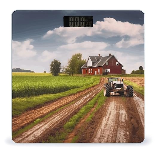 Country Road with Farm and Tractor Scale for Body Weight Digital Bathroom Scale Accurate Smart Weight Scales with Large Display Weighing Machine High Precision Scales