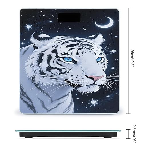 Tiger and Moon Weight Scale Large Bathroom Scales Digital Weight with Bright LED Display Non Slip Automatic Weighing Scale Fashion Weighing Machine for Body