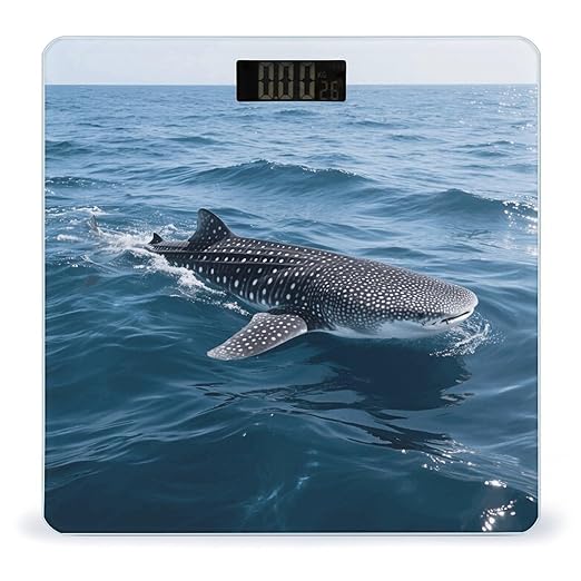 Whale Shark Bathroom Scale for Body Weight LCD Display Digital Bathroom Scale Tempered Glass Bathroom Weight Scales Fashion Smart Scales for Home Bedroom 400 Lb
