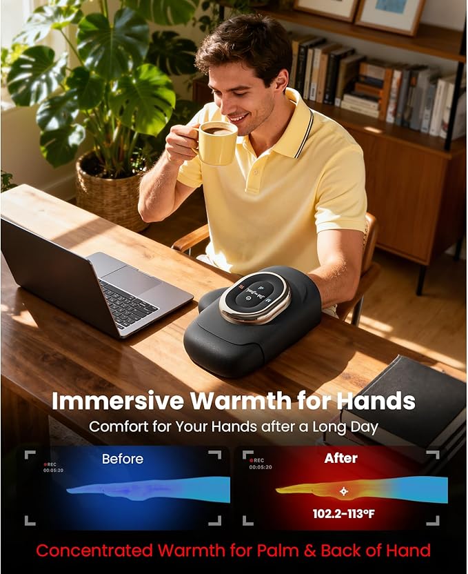 BOB AND BRAD Hand Massager with Heat and Compression Individual Fingers FSA-HSA Eligible Cordless HandSpa Pro Hand Massager for Arthritis and Carpal Tunnel Pain Relief 5 Intensity Settings