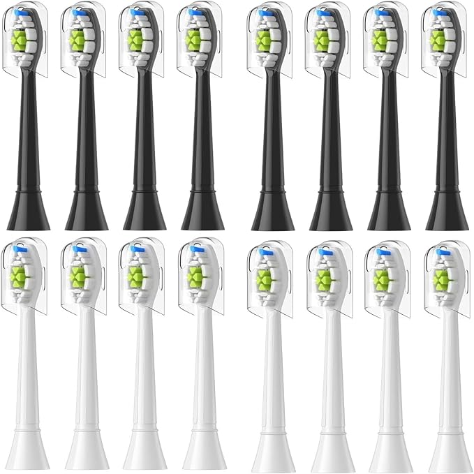 4/8/12/16pcs Replacement Toothbrush Heads Compatible for PhilipsReplacement Electric Brush Head 4100 6500 6100 7500 5300 1100(8White 8Black)