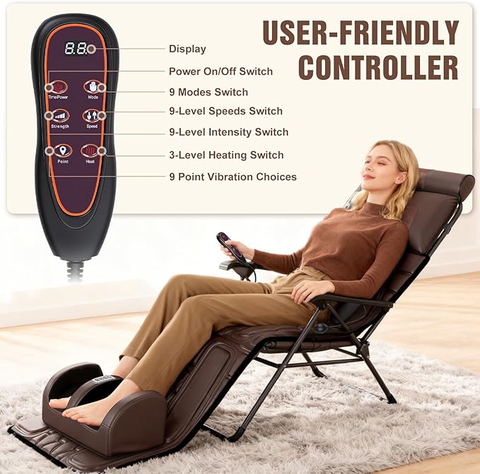 Full Body Massage Mat with Heat Detachable Shiatsu Neck and Foot Massager Vibration Massage Mat for Back Pain Relief 9 Modes 3 Timers Inflatable Lumbar Pillow Home Office Gift for Men Women