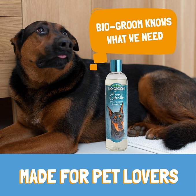 Bio-Groom So-Gentle Hypoallergenic Dog Shampoo - Tearless Cat &amp Dog Bathing Supplies Puppy Shampoo for Gentle Skin Cruelty-Free Made in USA Tear-Free Dog Products - 1 Gallon