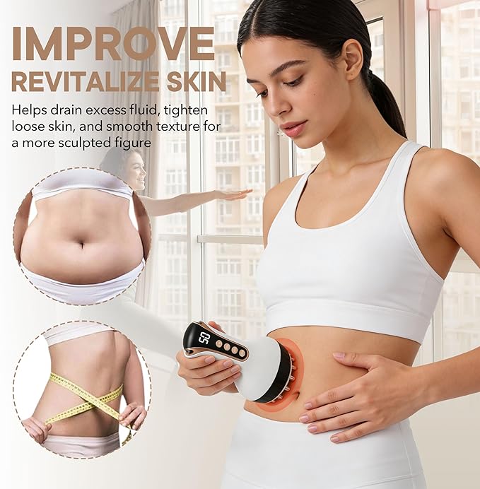 Lymphatic Drainage Massager &amp Massage Tool Body Sculpting Machine &amp Fascia Blaster for Cellulite with Microcurrent Light Heat &amp Vibration for Legs Arms &amp Belly