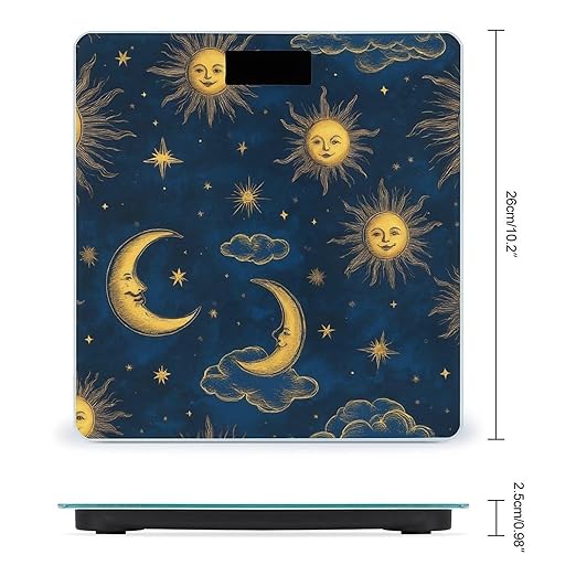 Energy Saving Scale Bathroom Weighing Scale Smart Scale for Body Weight Digital Sun Moon Boho Astrology
