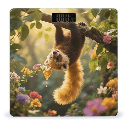 Kinkajou Weight Scale Cute Bathroom Scale for Body Highly Accurate Digital Weighing Machine for People Compact LCD Display Scales with Sturdy Toughened Glass Scales