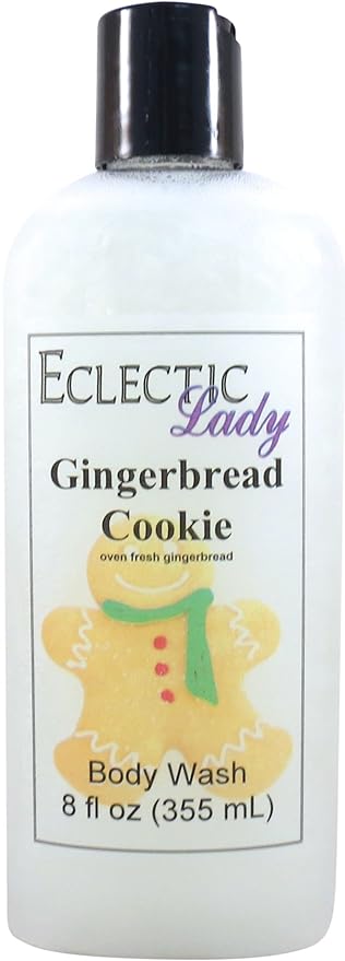 Eclectic Lady Liquid Pearl Body Wash - Gingerbread Cookie Scent 3-in-1 Use For Bubble Bath Hand Soap &amp Body Wash Phthalate-Free Gingerbread Cookie Fragrance Handcrafted in USA (8 oz)