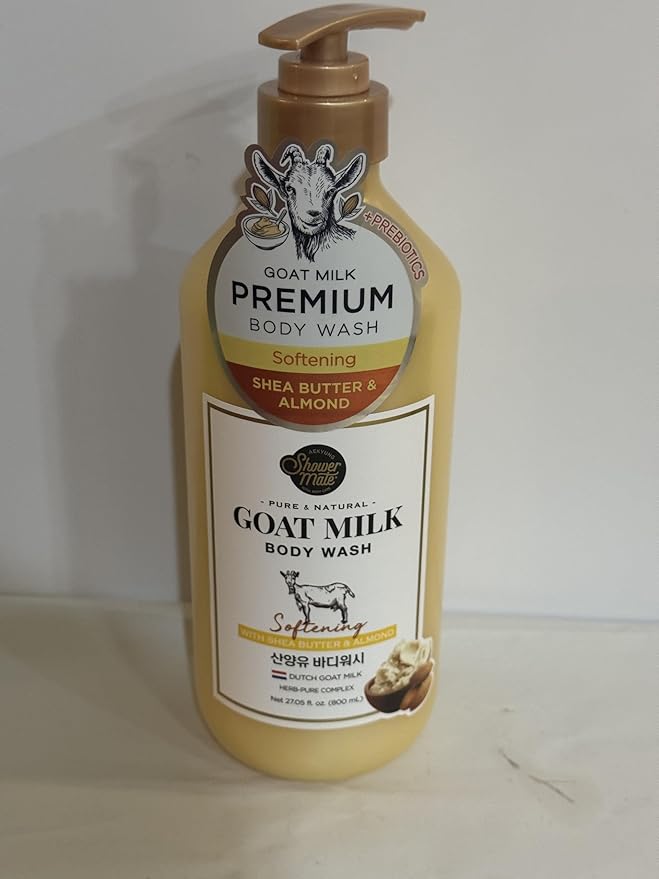 Goat Milk Premium Body Wash Softening Shea Butter and Almond Natural Pure Probiotics 27.05 Fl oz