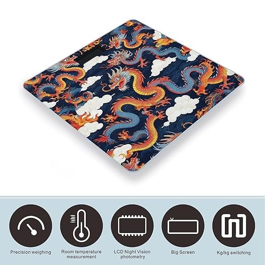 Men's Fashion Automatic Switch Digital Bathroom Weighing Scale Smart Scale Cool Japanes Dragons