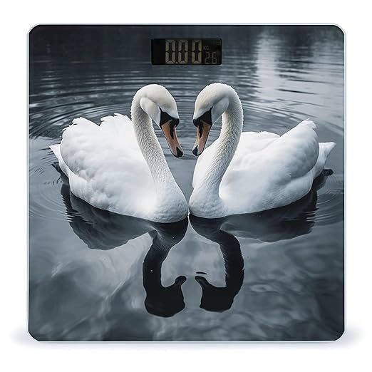 Geese on The River Scale for Body Weight Anti-Slip Tempered Glass Digital Bathroom Scales Clear LCD Display Weighing Scale Safe Rounded Corners Smart Scales