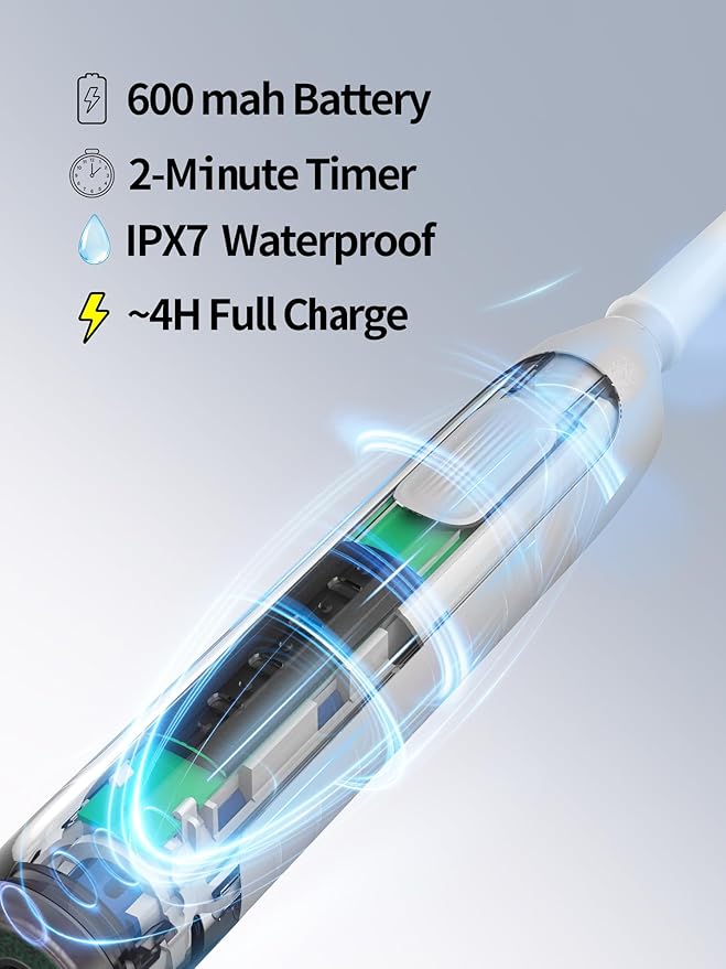 Rotating Electric Toothbrush for Adults with 4 Modes Round Head and USB Charging Base - for Sensitive Gums IPX7 Waterproof (Black)